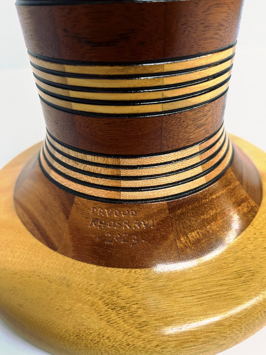 Davoud Khosravi - Mahogany, White Wood, Burnt Lines 41 x 7