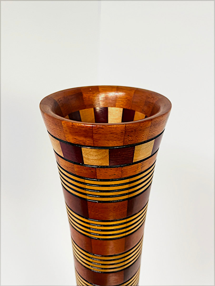 Davoud Khosravi - Mahogany, White Wood, Burnt Lines 41 x 7