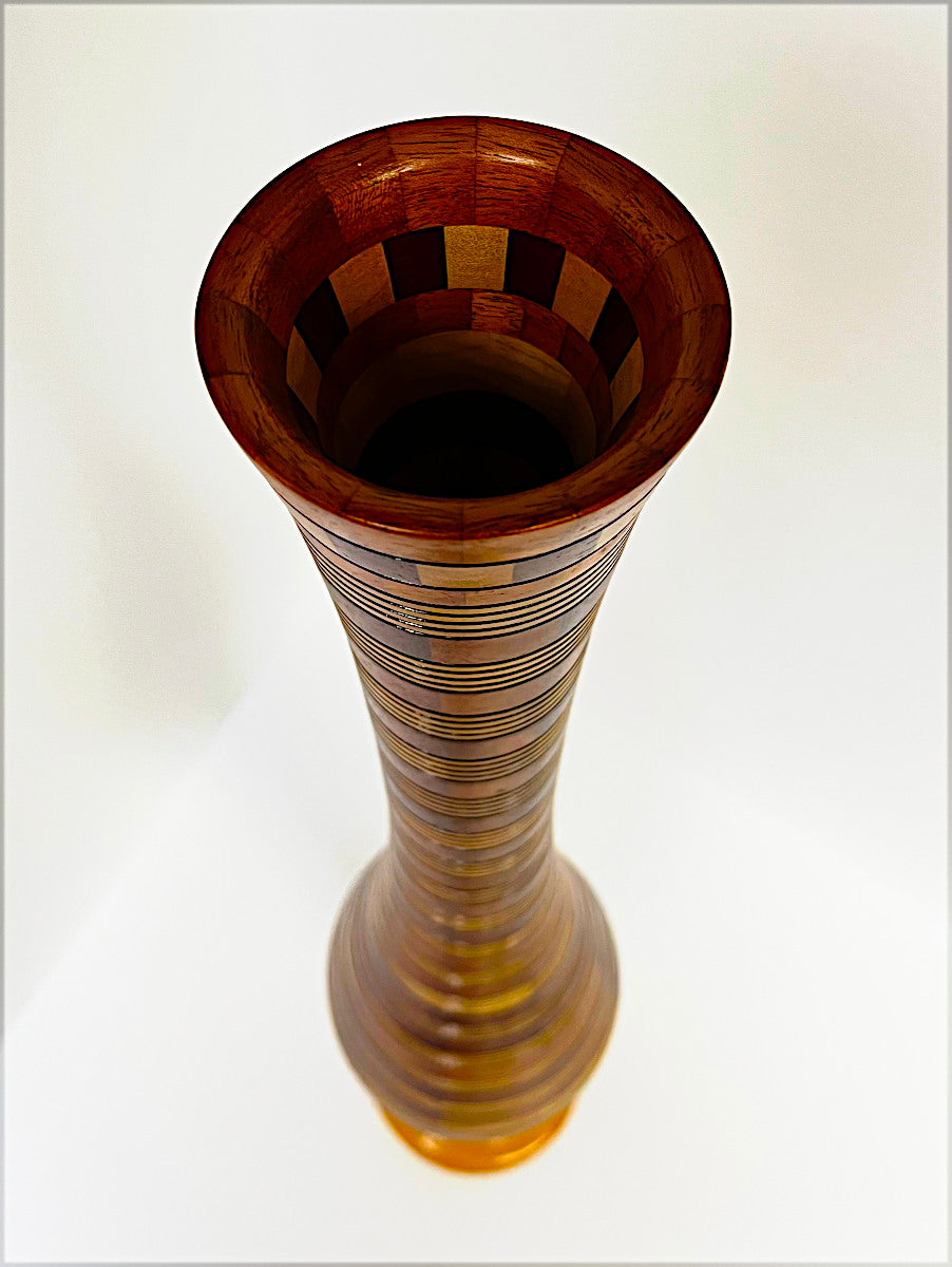 Davoud Khosravi - Mahogany, White Wood, Burnt Lines 41 x 7