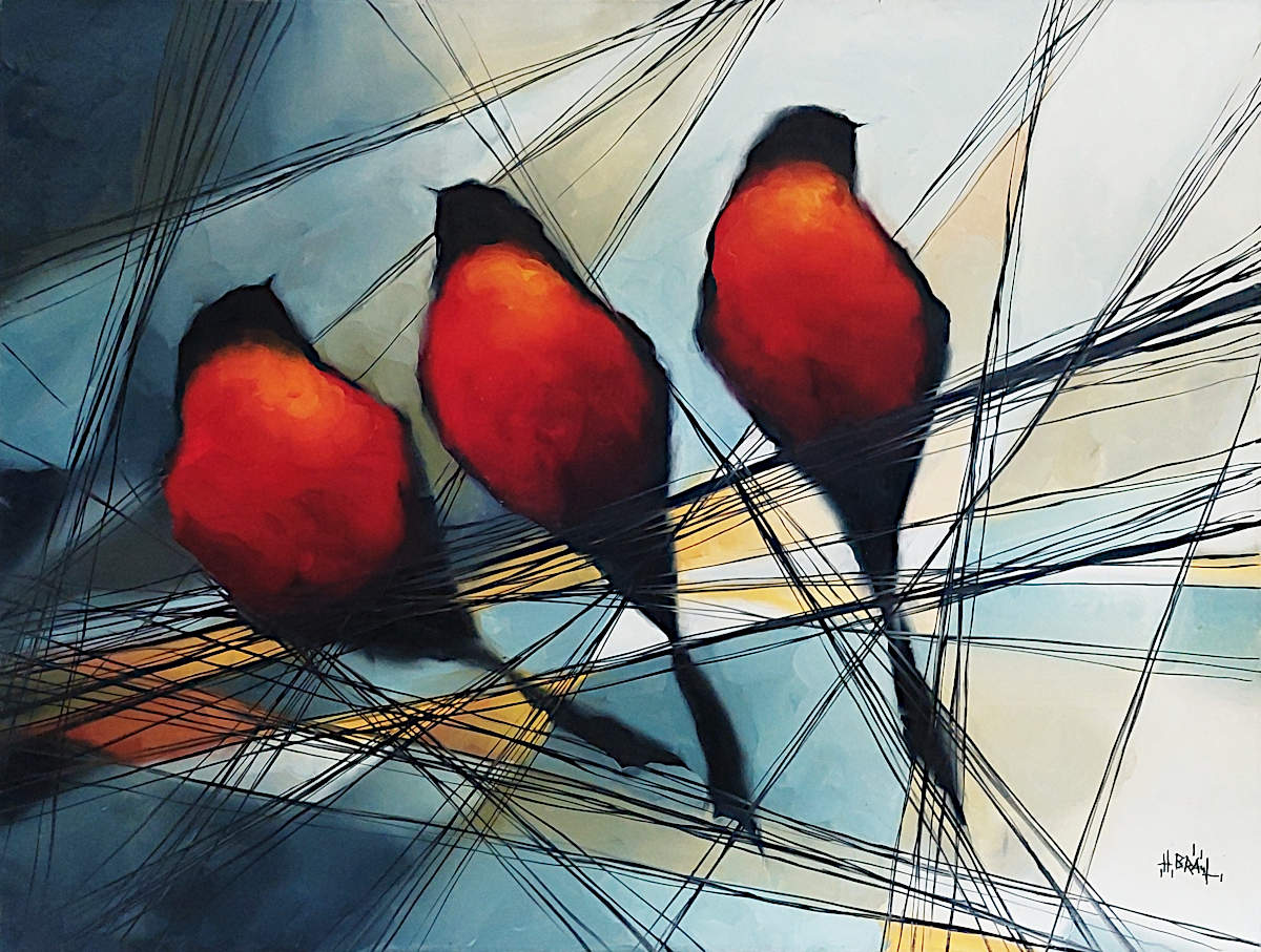Harold Braul - Birds on a Wire 30x40