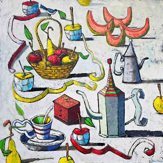 John Marok - Still life with Cantaloupe Slices 36x36