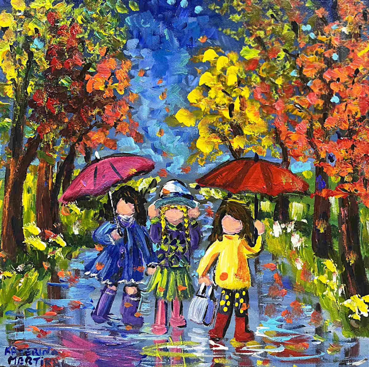 Katerina Mertikas - Leaves All Around 16x16