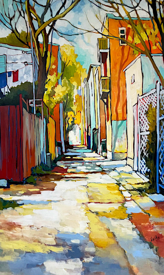 Sacha Barrette - Ombre d'arbe sur la façade, 60x36