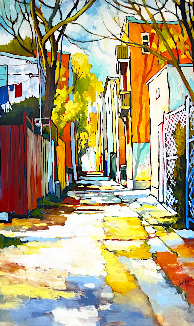 Sacha Barrette - Ombre d'arbe sur la façade, 60x36