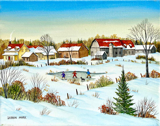 Sharon Mark - Winter Farm In Quebec 8x10