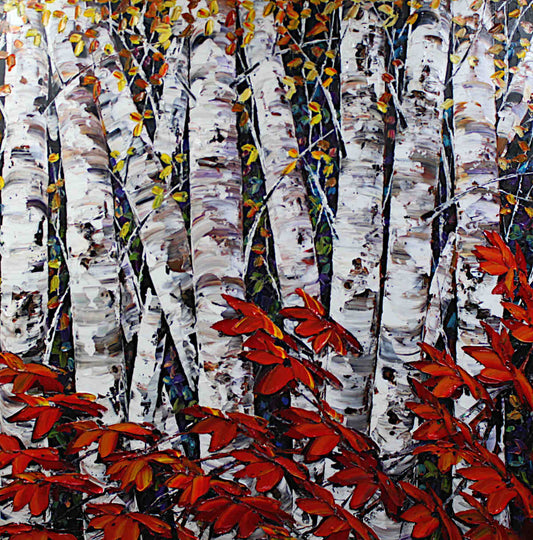 Maya Eventov -Birches at Dusk 48x48