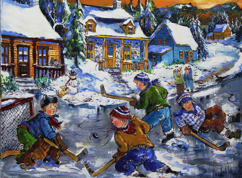 Lise Labbé - Eye on the Puck 12x16