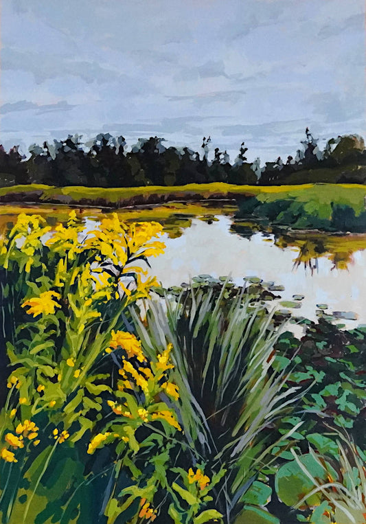 Megan FitzGerald - Goldenrod And Waterlilies 36x24