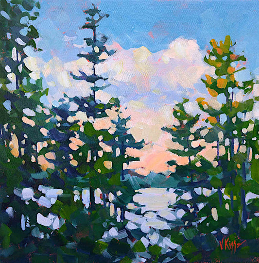 Vera Kisseleva - Peach Sunset on the Lake 12x12