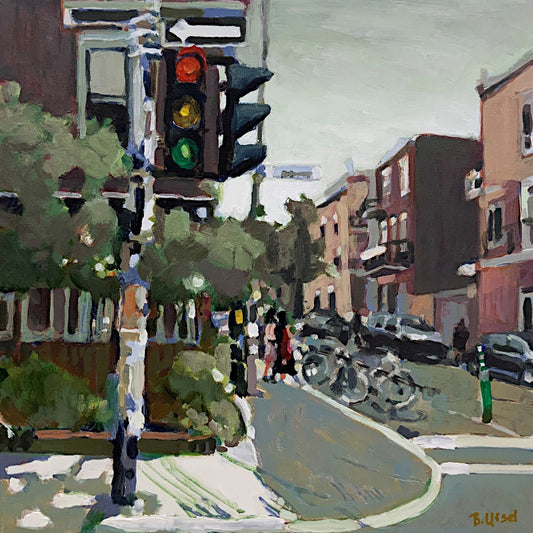 Barbara Ursel - Waiting At The Corner of Saint Urbain 18x18