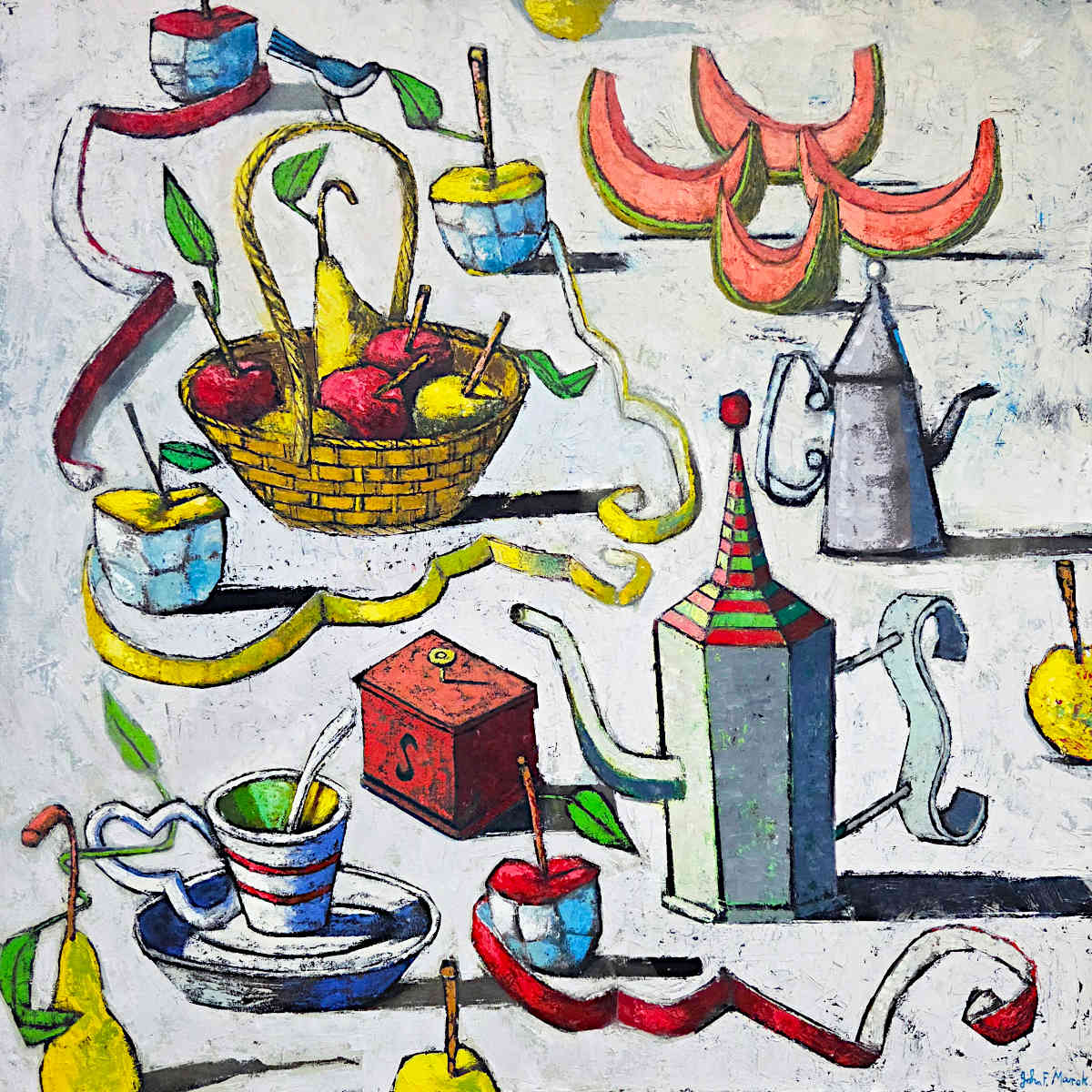 John Marok - Still life with Cantaloupe Slices 36x36