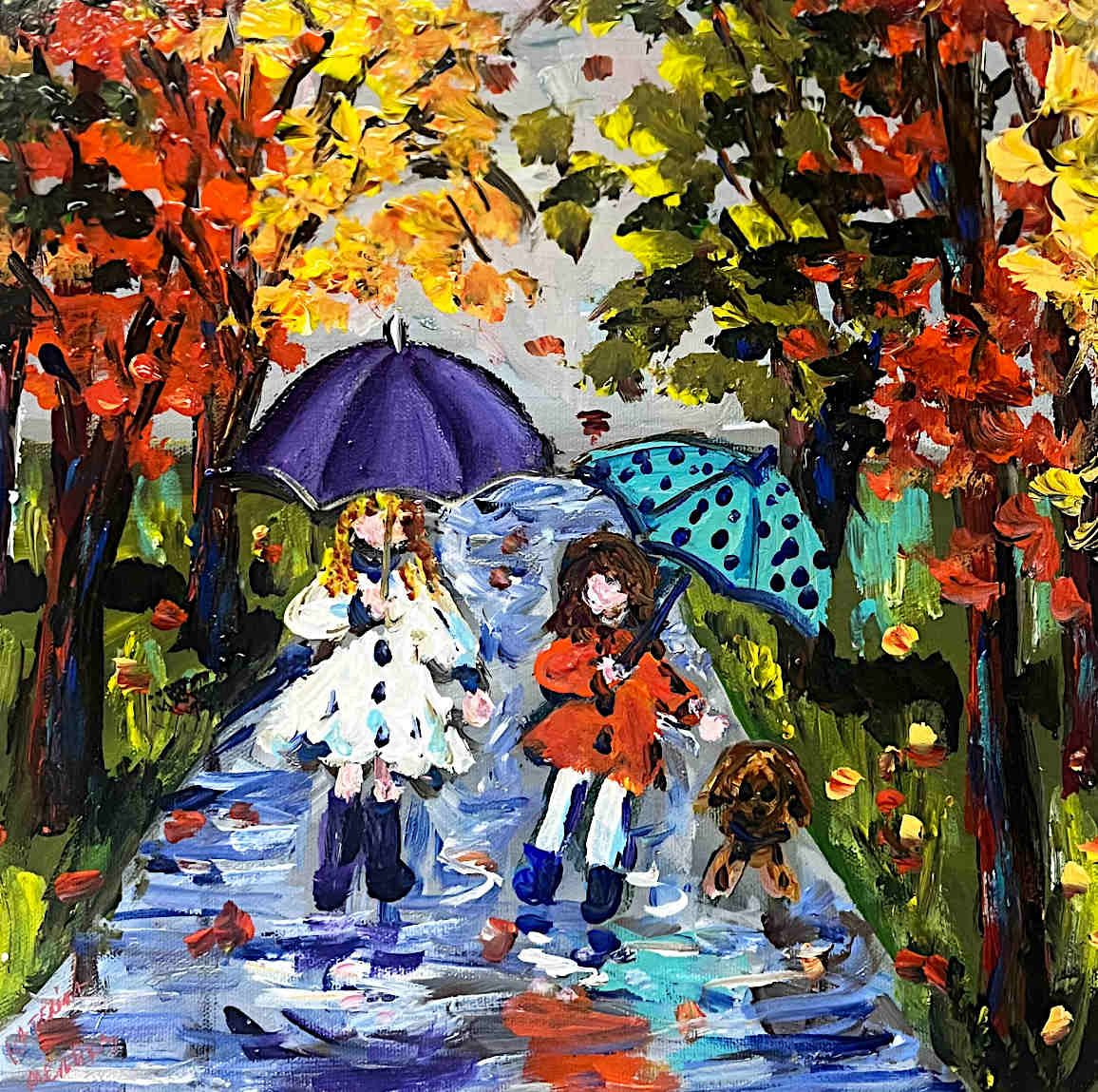 Katerina Mertikas - A Lovely Walk In The Rain 12x12