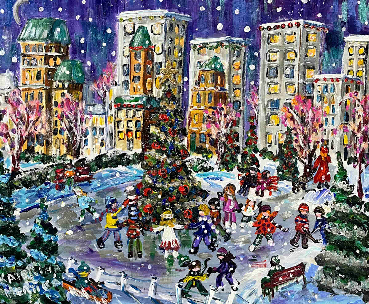 Katerina Mertikas - Holiday Skaters In The City 20x24