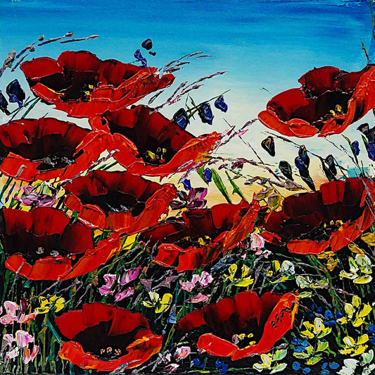 Maya Eventov - Poppies in the Wind 16x16