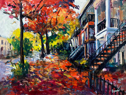 Pei Yang - Red Leaf Walkway 30x40