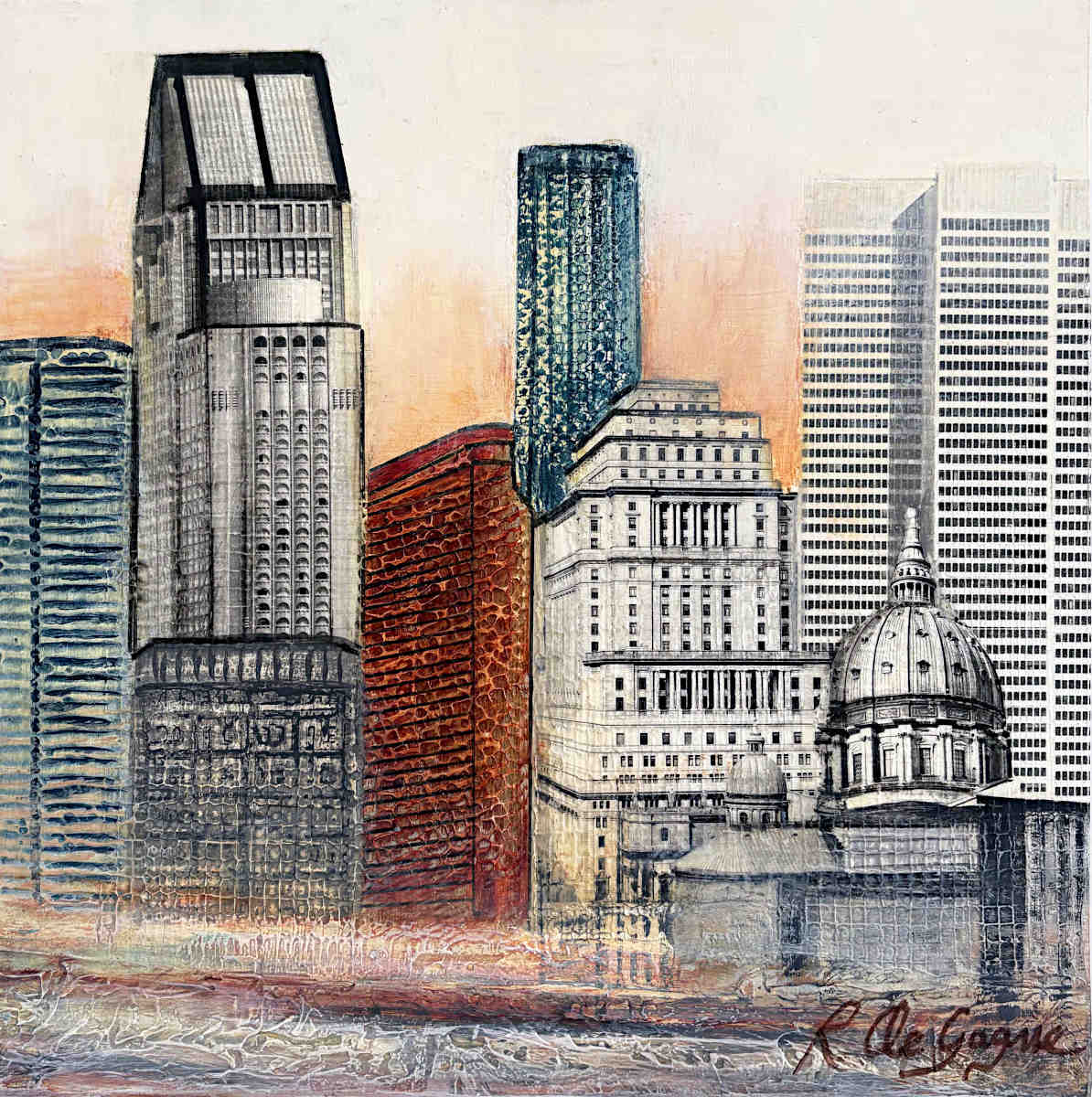Renée de Gagné - Aube à Montréal 12x12