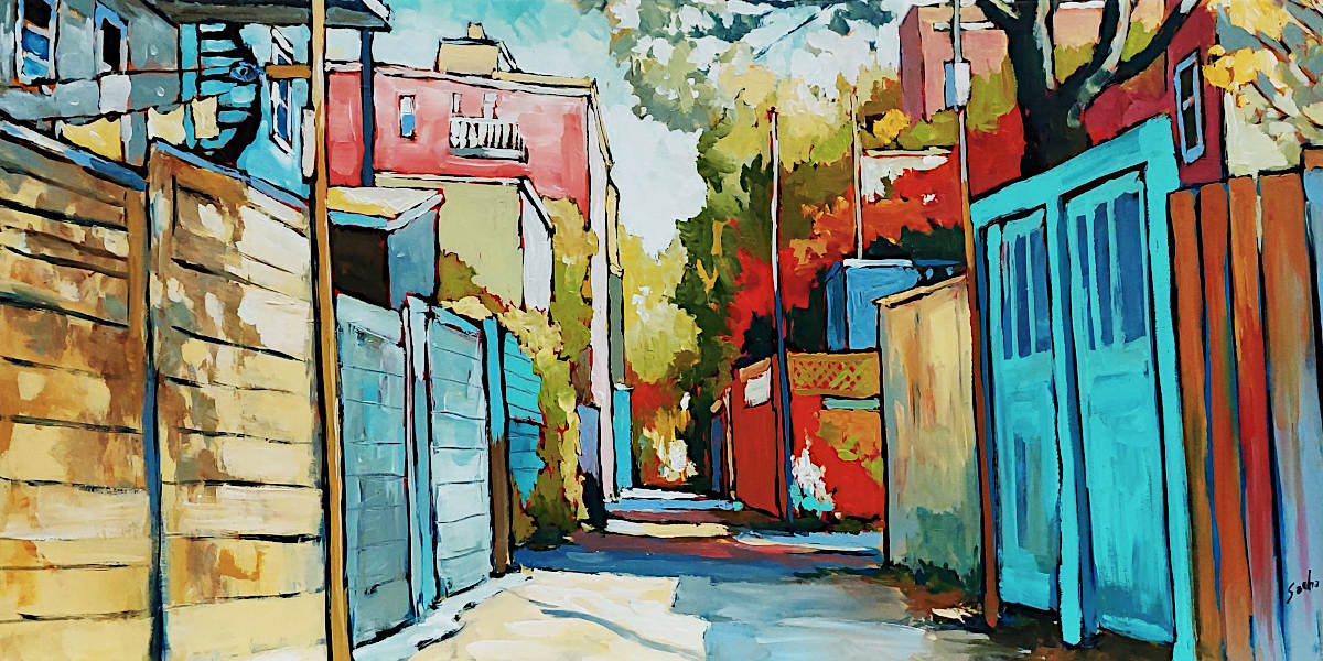 Sacha Barrette - Pink and Turquoise Alley 24x48