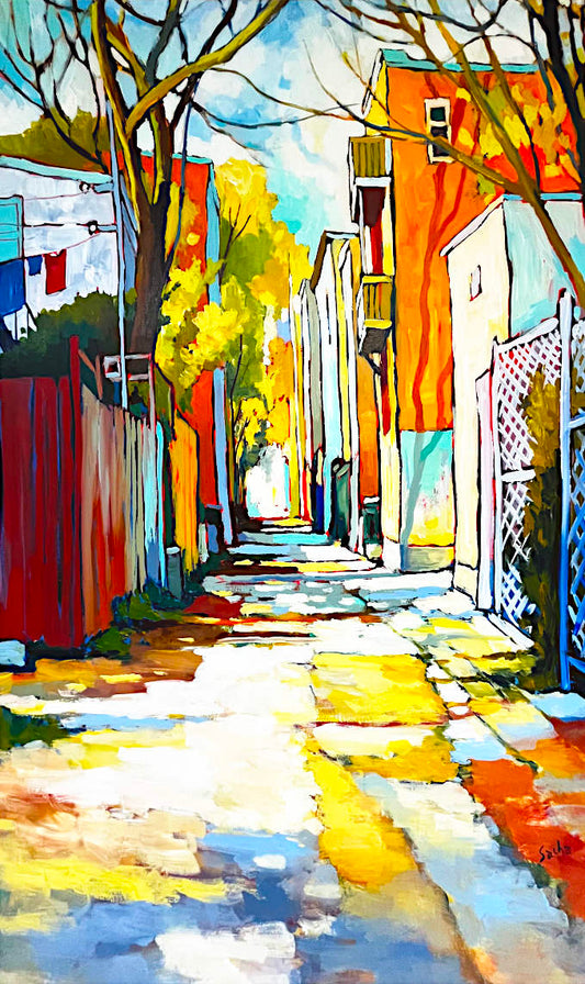 Sacha Barrette - Ombre d'arbe sur la façade, 60x36