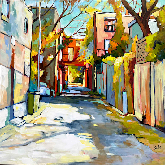 Sacha Barrette -Red Footbridge 40x40