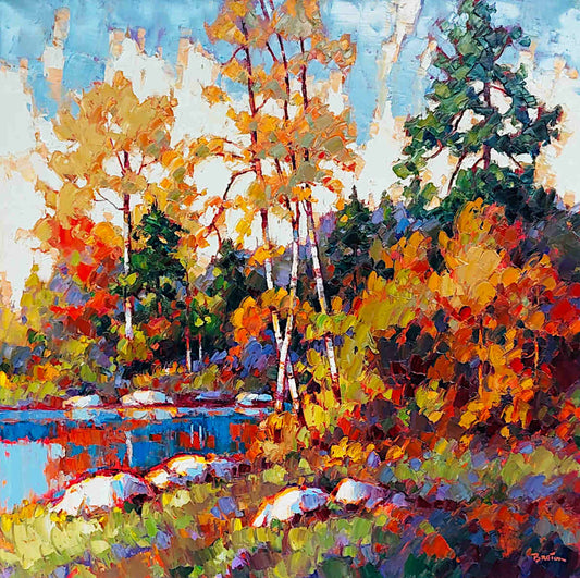 Yvon Breton - Contemplation d'automne 40x40